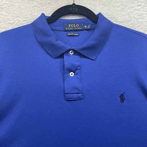 Polo Ralph Lauren Shirt Mens Extra Large Blue Polo Pony Golf Pima Soft Touch - Picture 4 of 11